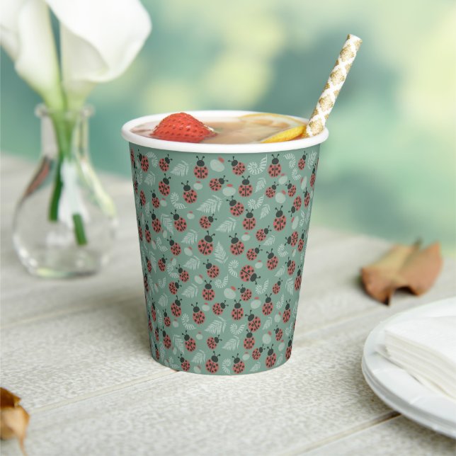 Forest Ladybugs Green Baby Dusche Pappbecher (In Situ)