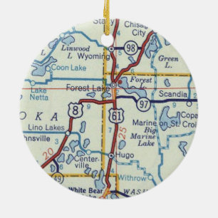 Forest Lake MN Retro Map Keramik Ornament