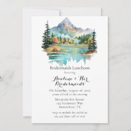 Forest Lakeside Mountain Bridesmais Einladung