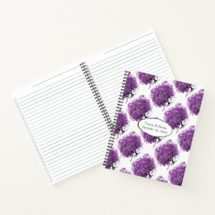 Forest Lila Heart Leaf Tree Hochzeitsplaner Notizbuch
