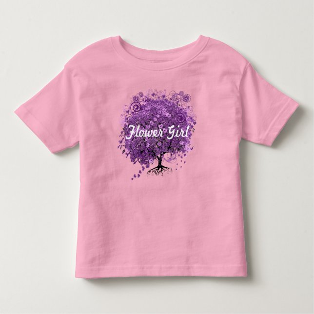 Forest Lila Heart Leaf Tree Wedding Kleinkind T-shirt (Vorderseite)
