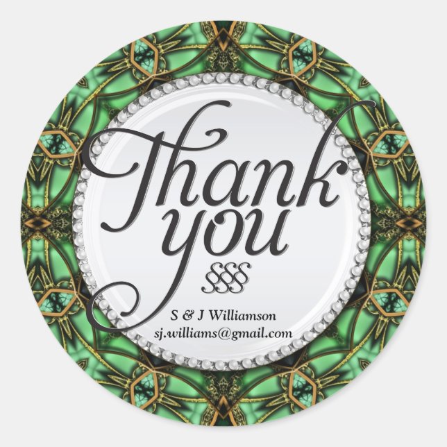 Forest Magic Gold Green Danke Stickers (Vorderseite)