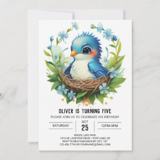 Forest Magical Chic Bird Geburtstag Einladung