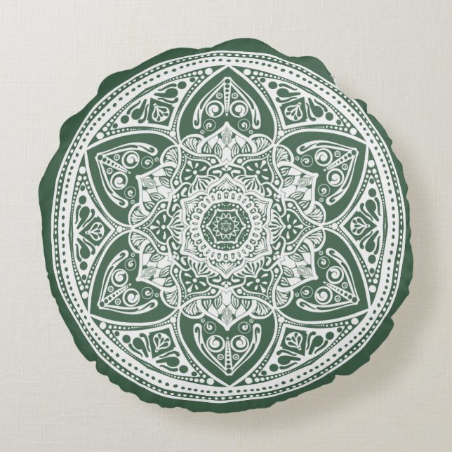 Forest Mandala Rundes Kissen (Rückseite)