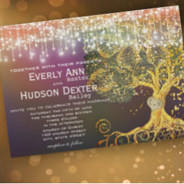 Forest Mason Jar Fairytale Lila und goldene Hochze Einladung