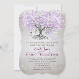 Forest Mason Jar Lavender Leaf Tree Wedding Einladung