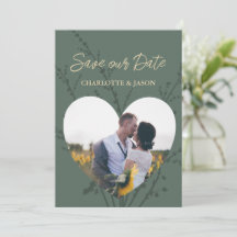 Forest Modern Foto Herzrahmen Save the Date