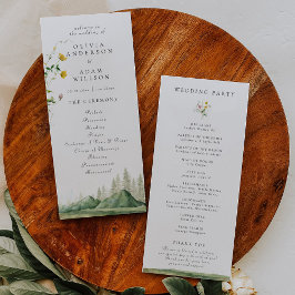 Forest Mountain Boho Wildblume Rustikale Hochzeit Programm