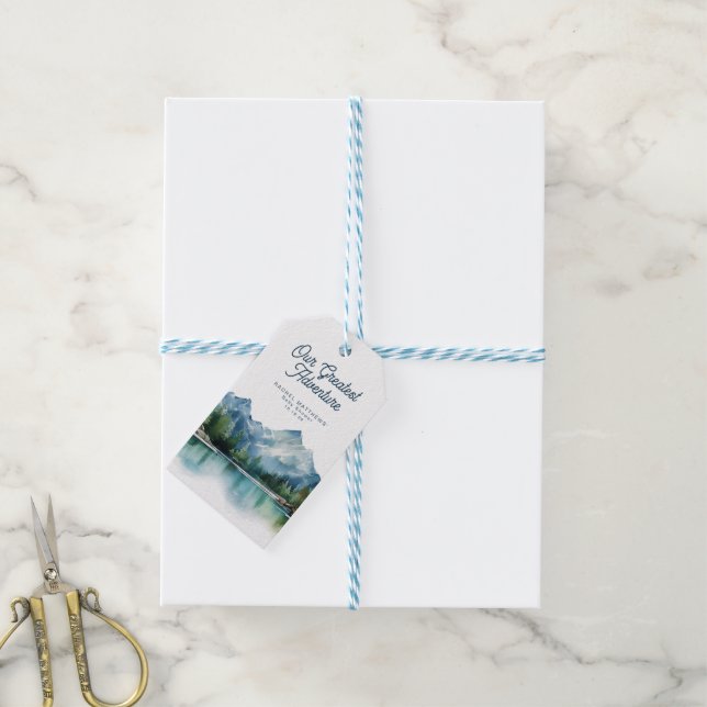 Forest Mountain Rustic Adventure Baby Shower  Geschenkanhänger (Mit Garn)