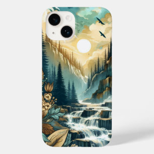 Forest Mountain Waterfall Boho Nature Muster Case-Mate iPhone 14 Hülle