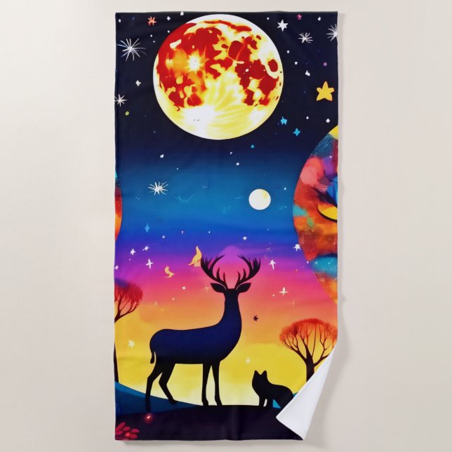 Forest Night Glow Strandtuch (Vorderseite)