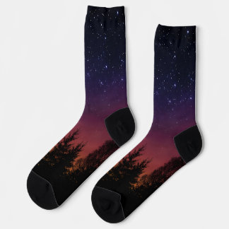 Forest Night Sky Nature with Starry Woodland Scene Socken