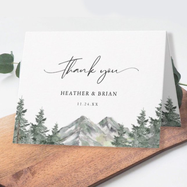 Forest Outdoor Mountain Thema Hochzeit Vielen Dank Karte (Von Creator hochgeladen)