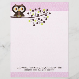 Forest Owl Woodland Hoot Letterhead Stationierung Briefkopf