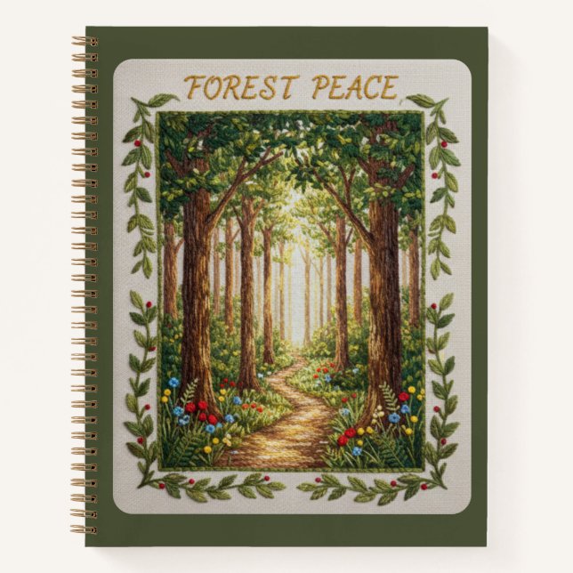 Forest Peace Embroidered Nature Path Journal (Devant)