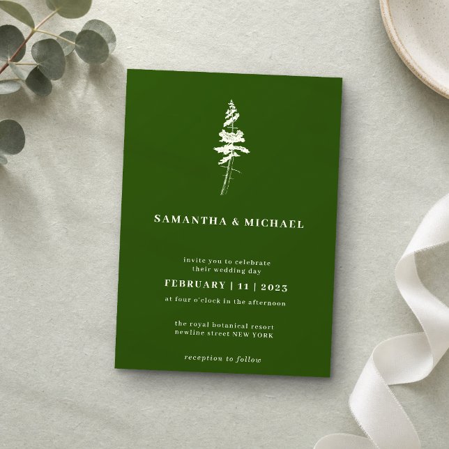 Forest Pine Tree Indie Rustic Green Einladung (Von Creator hochgeladen)
