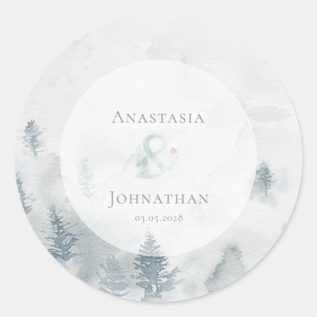 Forest Pine Tree Rustic Watercolor  Runder Aufkleber (Vorderseite)