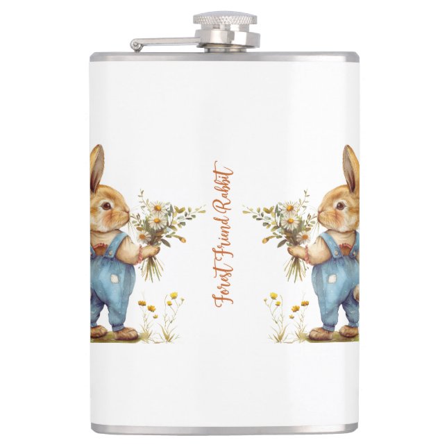 Forest Rabbit Flask - ein Waldlandbegleiter Flachmann (Vorderseite)