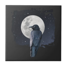 Forest Raven Cold Moon Fliese