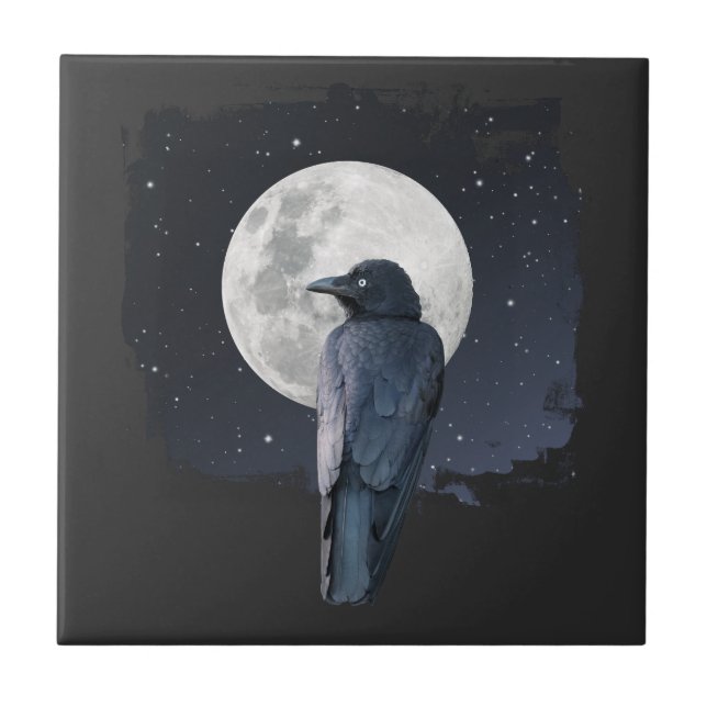 Forest Raven Cold Moon Fliese (Vorderseite)