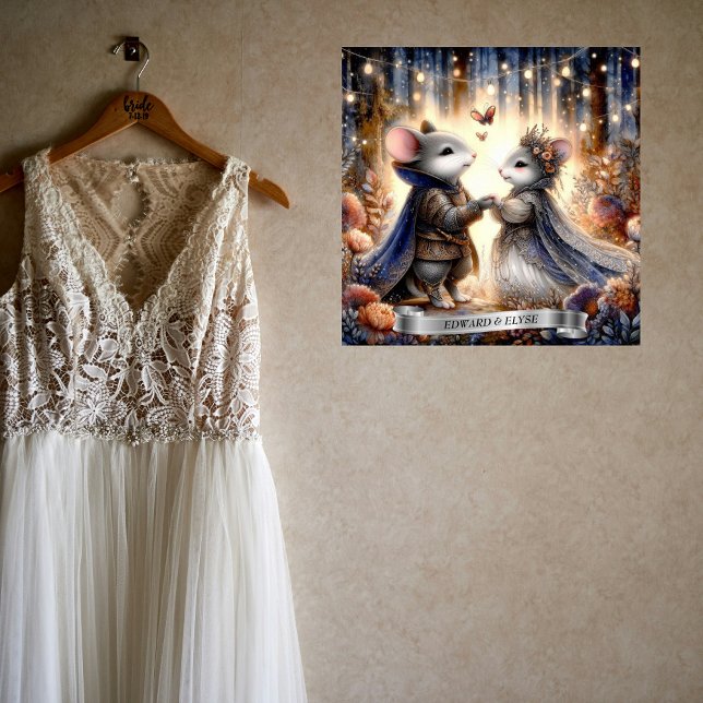 Forest Romance Mouse Couple Wedding Personalisiert Poster (Von Creator hochgeladen)