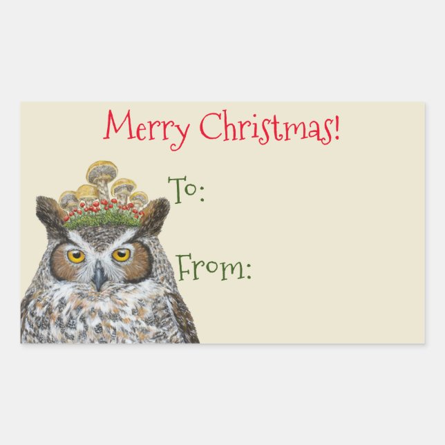 Forest Royal Eule bis Weihnachtsaufkleber Rechteckiger Aufkleber (Vorderseite)