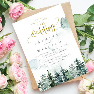 Forest Rustic Watercolor Hochzeit Einladung
