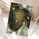 Forest Sage Green Princess Quinceañera Einladung<br><div class="desc">Forest Sage Green Princess Quinceañera Einladung</div>