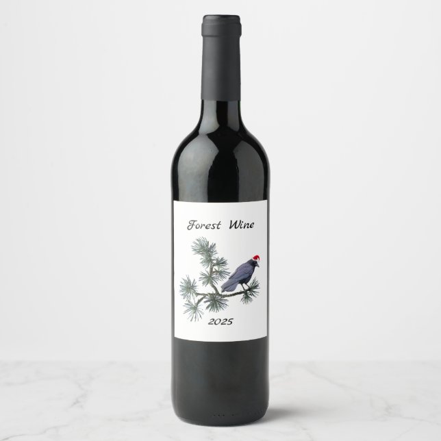 Forest Santa Crow Wine Labels Weinetikett (Vorderseite)