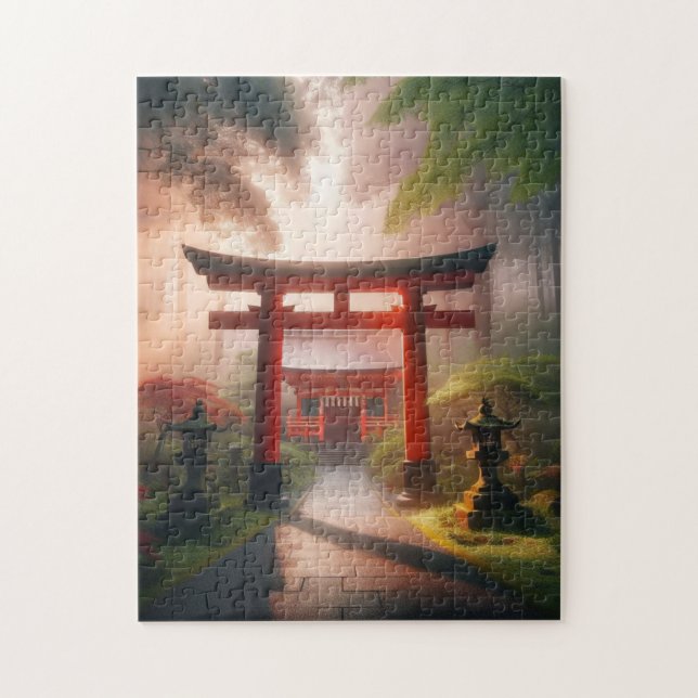 Forest Shrine Gate – Zen Landscape Puzzle (Vertikal)