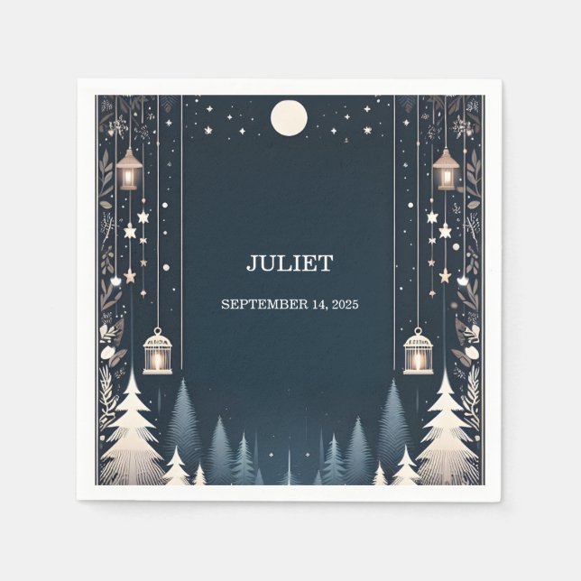 Forest Stars Snow Bright Winter Brautparty Serviette (Vorderseite)