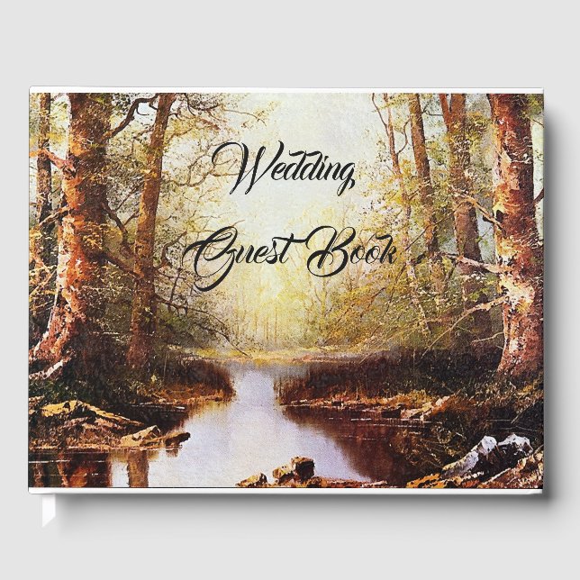Forest Stream Mountains Mariage Livre d'invité (Recto)