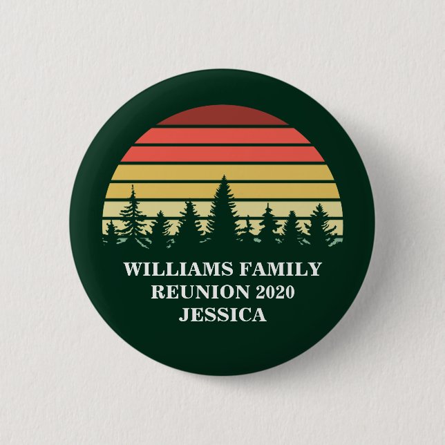 Forest Sunset Camping Trip Custom Family Wiederseh Button (Vorderseite)