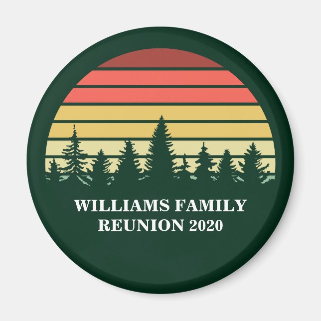 Forest Sunset Camping Trip Custom Family Wiederseh Magnet (Vorne)