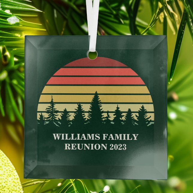 Forest Sunset Camping Trip Custom Family Wiederseh Ornament Aus Glas (Von Creator hochgeladen)