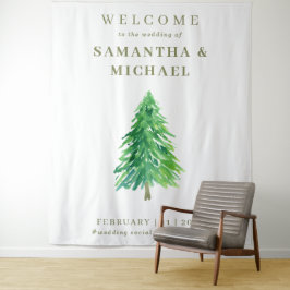 Forest TREE Willkommen in der Hochzeitsfeier Blume Wandteppich