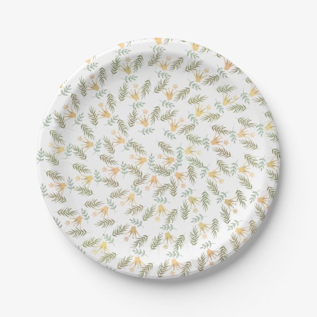 Forest Tropical Botanical Baby Dusche Party Pappteller (Vorderseite)