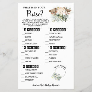 Forest Was in Ihrer Pursuit Baby Shower Game Card Flyer