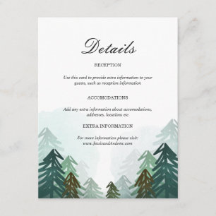 Forest Wedding Guest Information Card Pine Trees Begleitkarte
