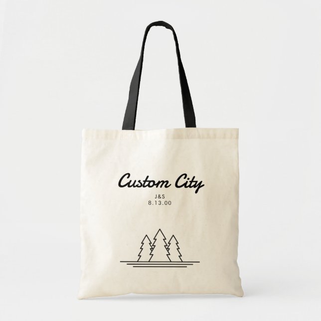 Forest Wedding Welcome Bag Custom Wedding Tote Bag Tragetasche (Vorne)