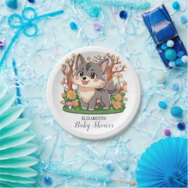 Forest Whimsical Wolf Baby Dusche Pappteller