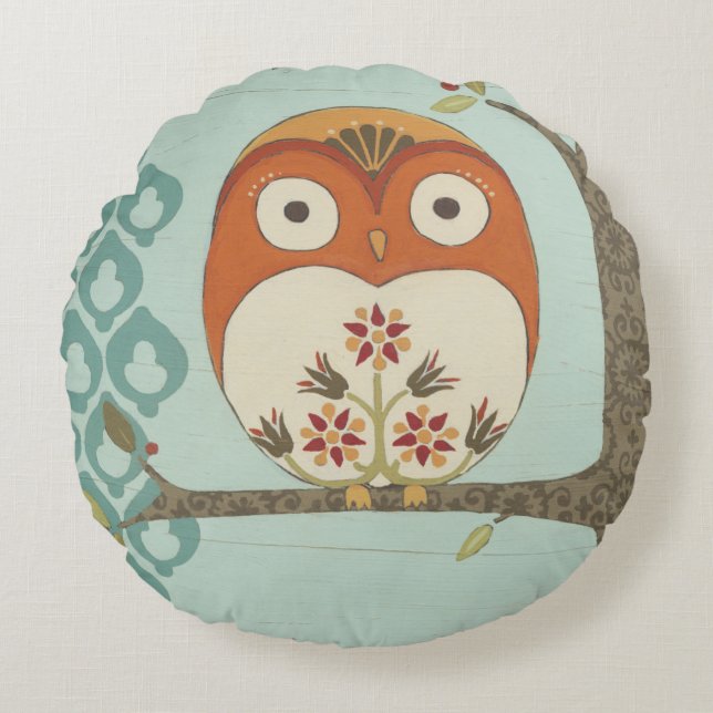 Forest Whimsy I Rundes Kissen (Vorderseite)