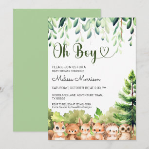Forest Wild Cubs Oh Boy Baby Dusche Einladung