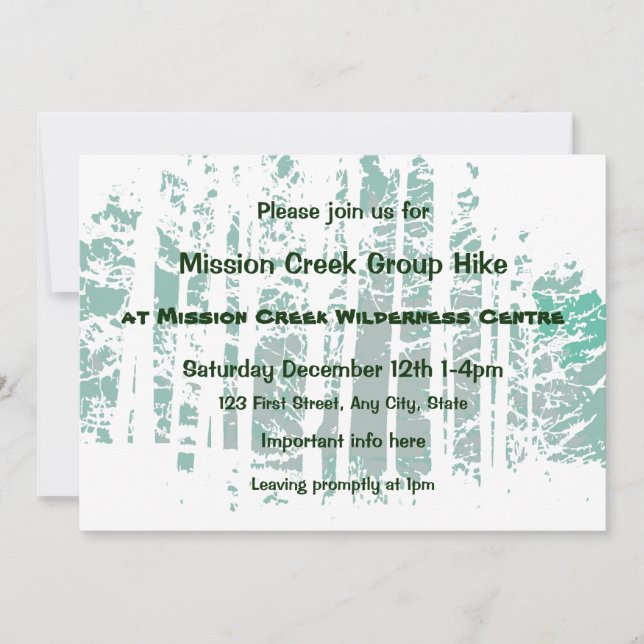 Forest Wilderness Outdoor Parco Tassino Einladung (Vorderseite)