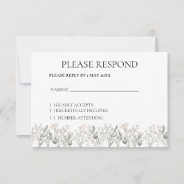 Forest Wildflower Boho RSVP card Karte