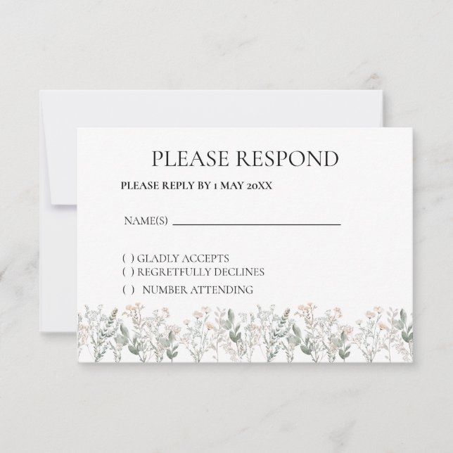 Forest Wildflower Boho RSVP card Karte (Vorderseite)