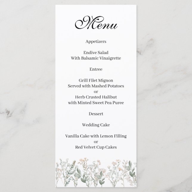 Forest Wildflowers Menu (Devant)