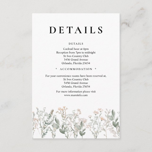 Forest Wildflowers QR Code Enclosure Card Begleitkarte (Vorderseite)