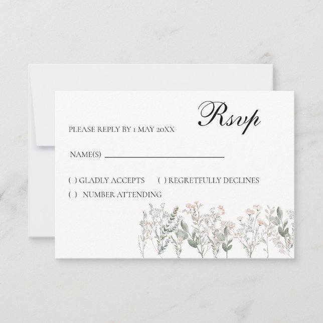 Forest Wildflowers RSVP Card, response card (Vorderseite)