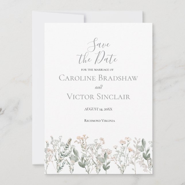 Forest Wildflowers Save the Date Announcement Einladung (Vorderseite)